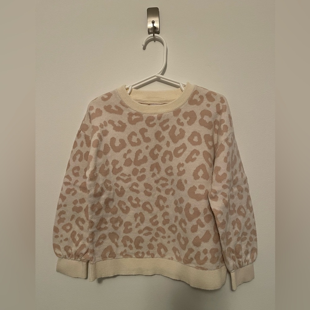 Toddler girls 5T Gap cream/beige leopard print sweater